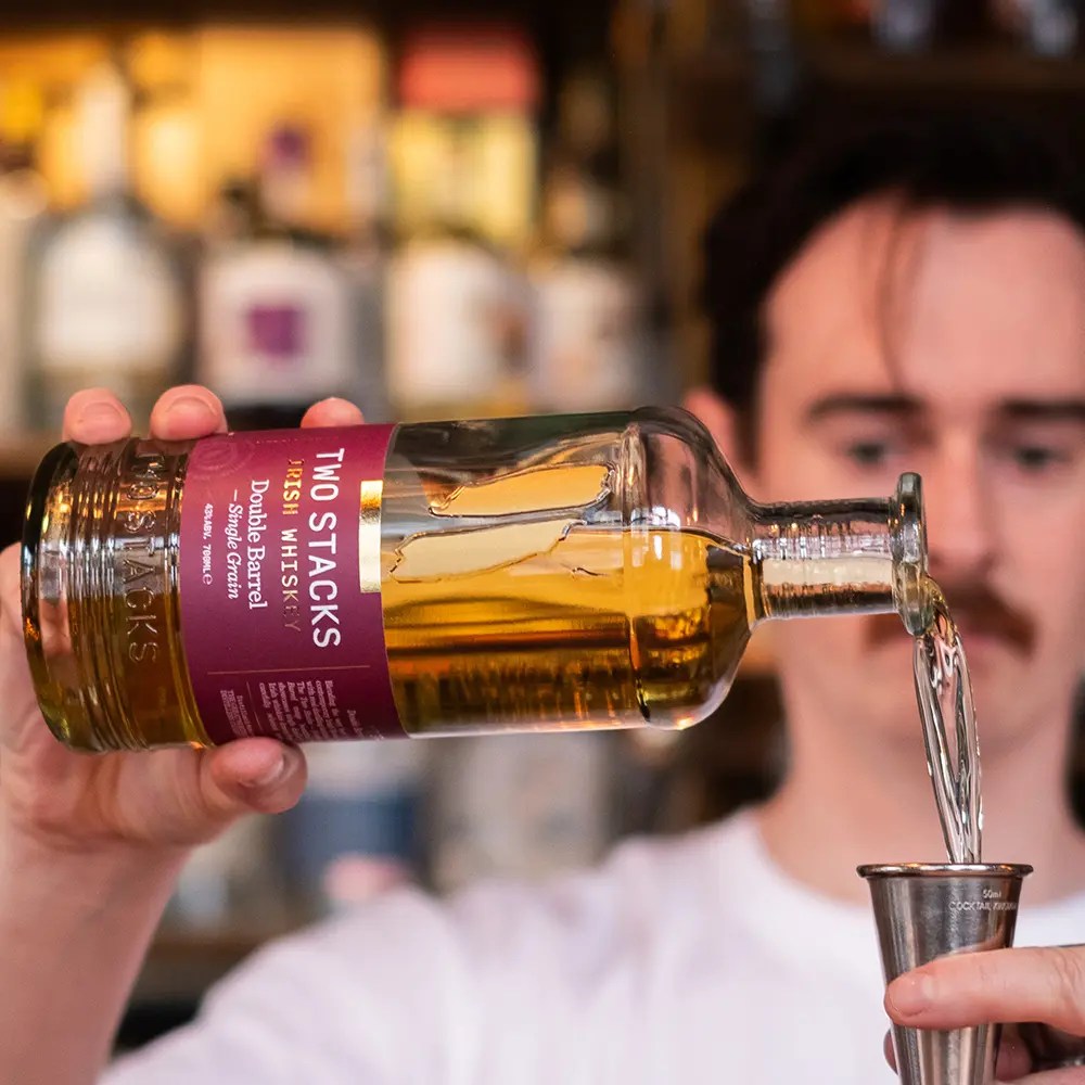 two stacks single grain double barrel pour sq